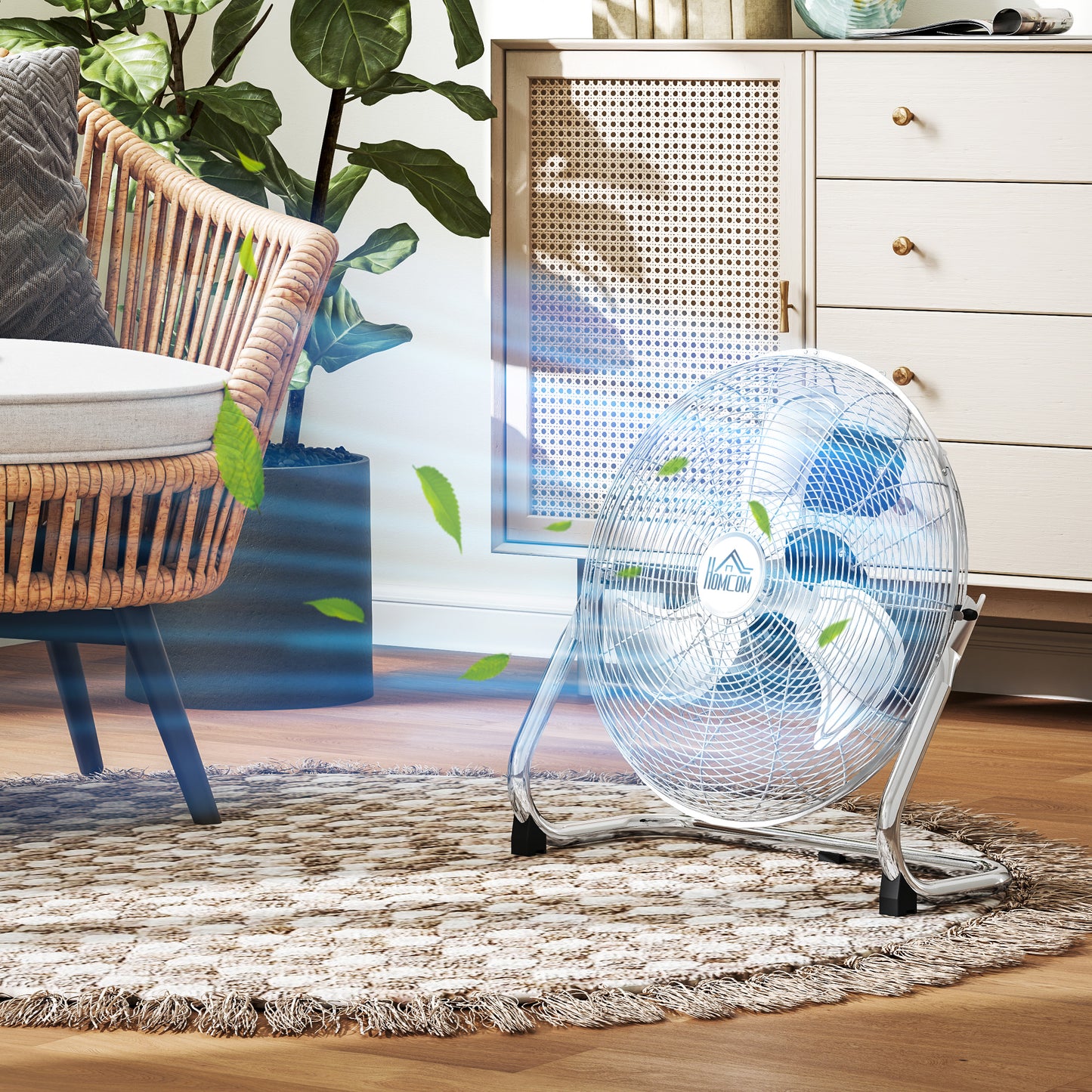 Electric Portable Table Fan with Powerful Airflow, Silver Tone