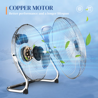 Electric Portable Table Fan with Powerful Airflow, Silver Tone