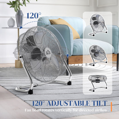 Electric Portable Table Fan with Powerful Airflow, Silver Tone