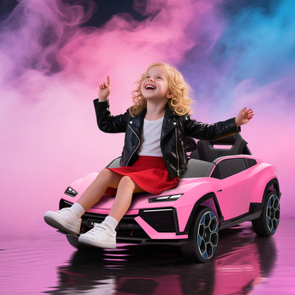 Licensed Lamborghini Electric Ride On Car with Suspension, Pink