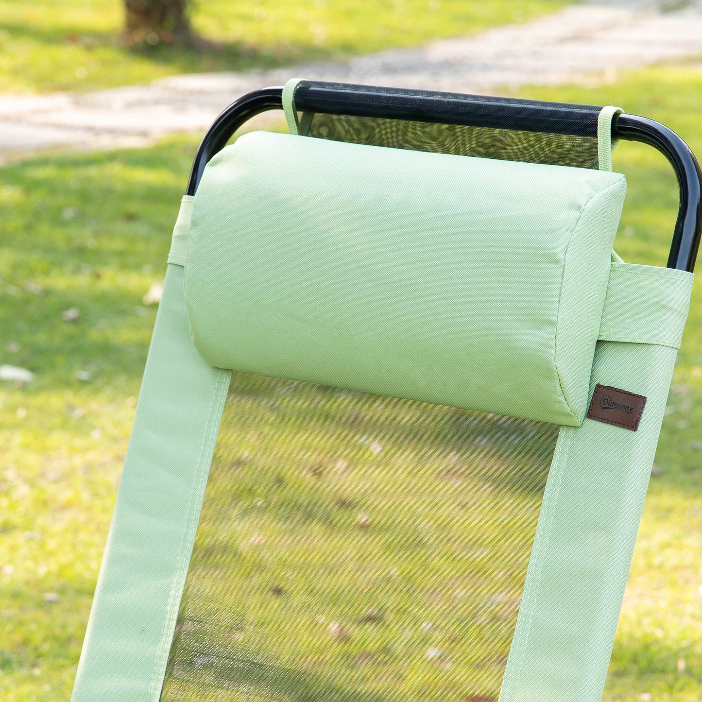 Garden Chairs Set of 2 Folding Camping Chair Recliners, Green