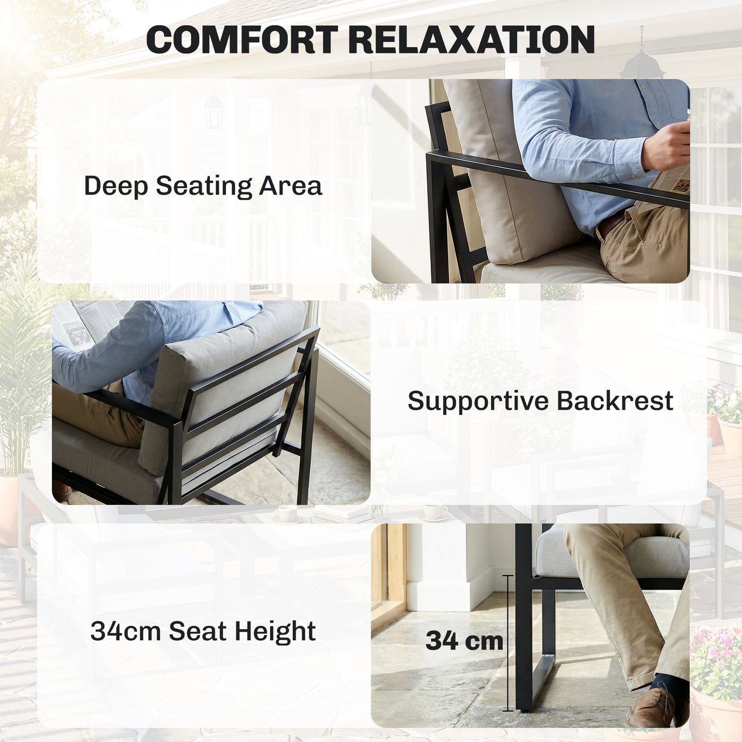 Outdoor Garden Furniture Set, 4 Piece Patio Furniture