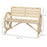 2 Seater Garden Bench w/ Wooden Cart Wagon Wheel Natural