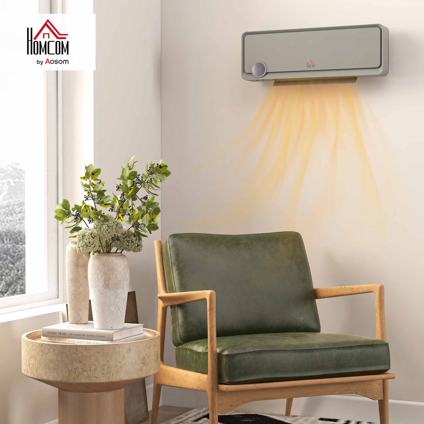 1000W/2000W Wall Downflow Heater Adjustable Temperature w/ Timer