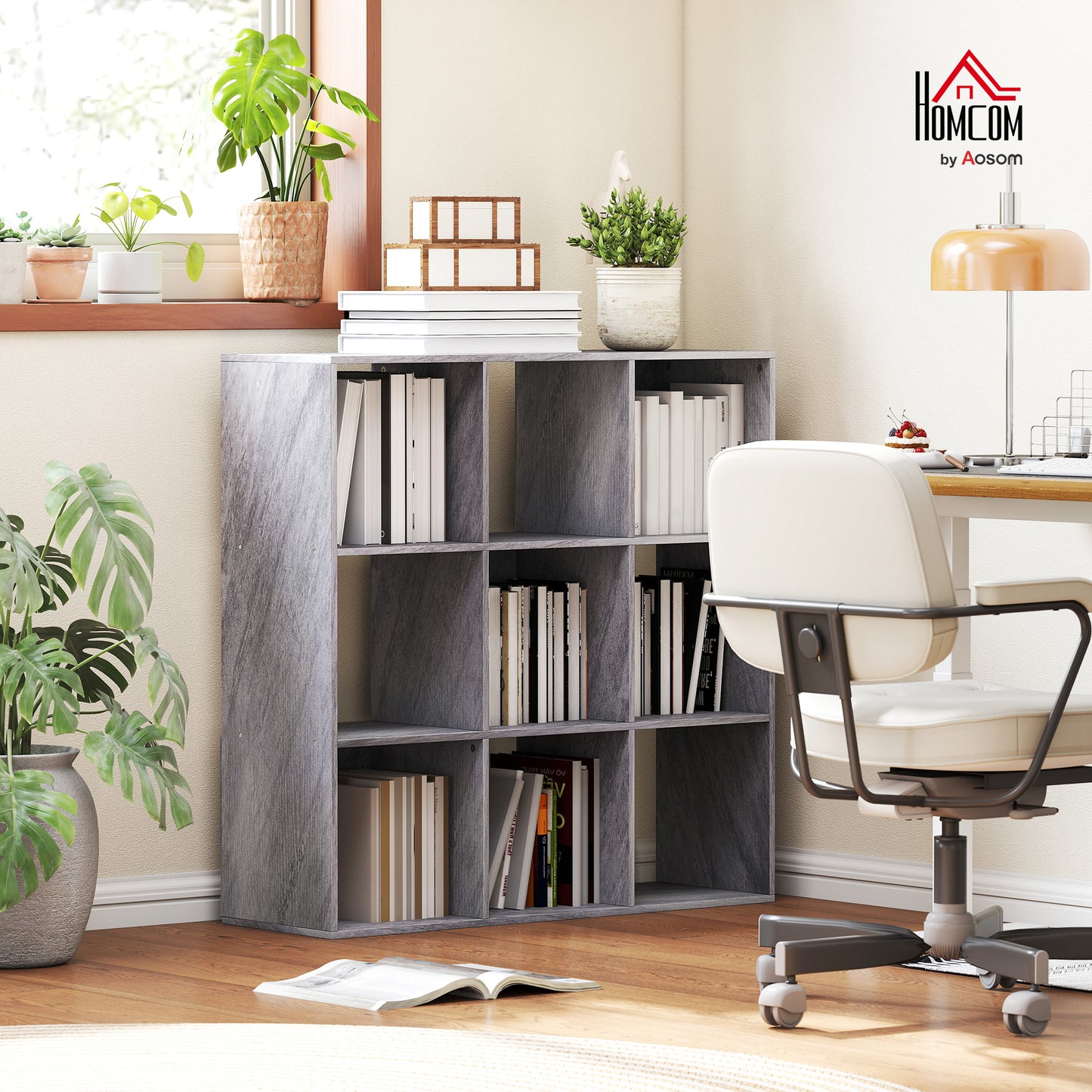 9 Cube Storage Unit Cabinet Bookcase Display Shelves, Marble Grey