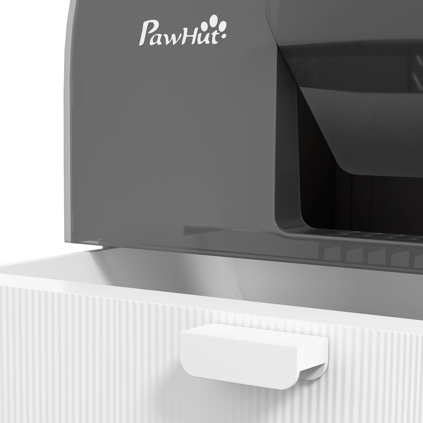 Cat Litter Box Kitten Litter Tray w/ Lid, Scoop, Filter, Flap Door, Grey