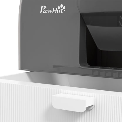 Cat Litter Box Kitten Litter Tray w/ Lid, Scoop, Filter, Flap Door, Grey