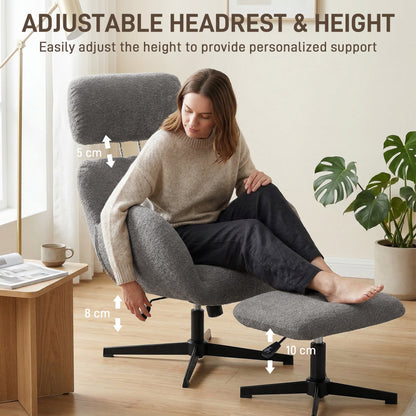 Swivel Armchair with Footstool, Rocking Accent Chair, Grey