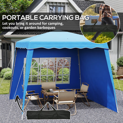 2.4 x 2.4m UV50+ Pop Up Gazebo Canopy Tent with Carry Bag, Blue