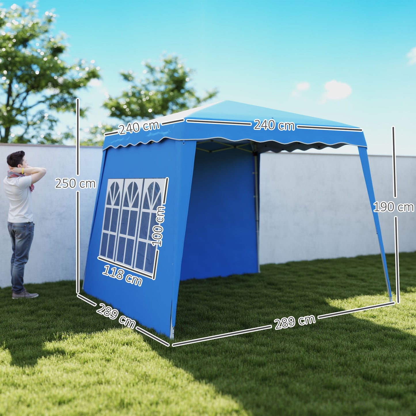 2.4 x 2.4m UV50+ Pop Up Gazebo Canopy Tent with Carry Bag, Blue