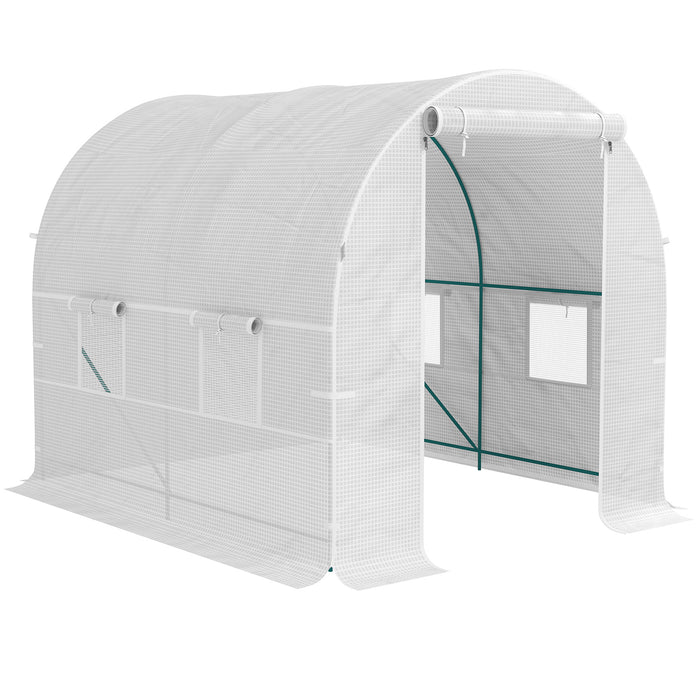 Polytunnel Greenhouse Outdoor Grow House Roll Up Door Windows 2x2.5m