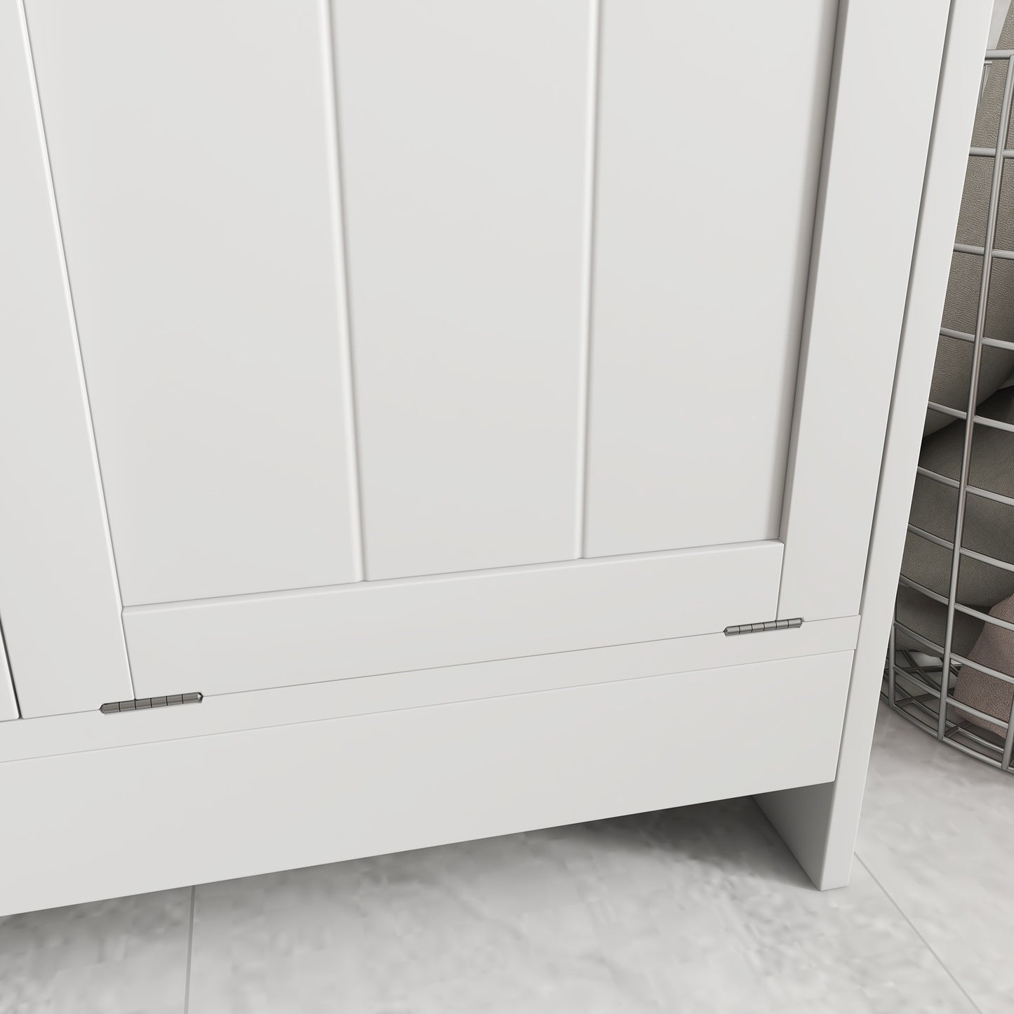 kleankin Tilt-out Laundry Storage Cabinet with 2 Compartment Hampers, White