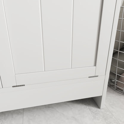 kleankin Tilt-out Laundry Storage Cabinet with 2 Compartment Hampers, White