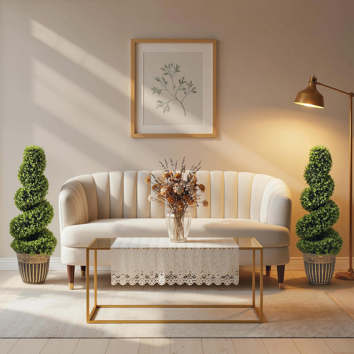 Set of 2 Potted Artificial Plants, Topiary Spiral Boxwood Trees, 90cm