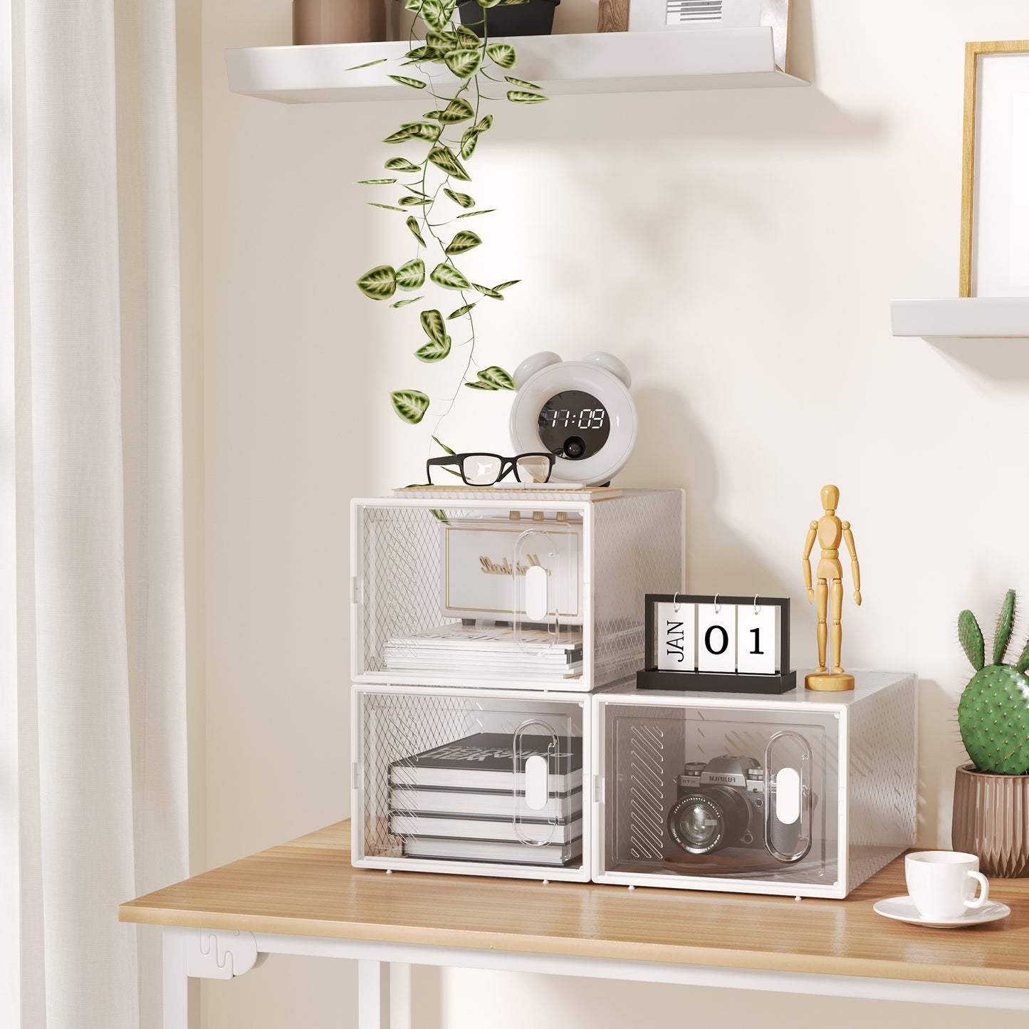 8PCS Stackable Clear Plastic Shoe Storage Box for UK/EU Size 12/46