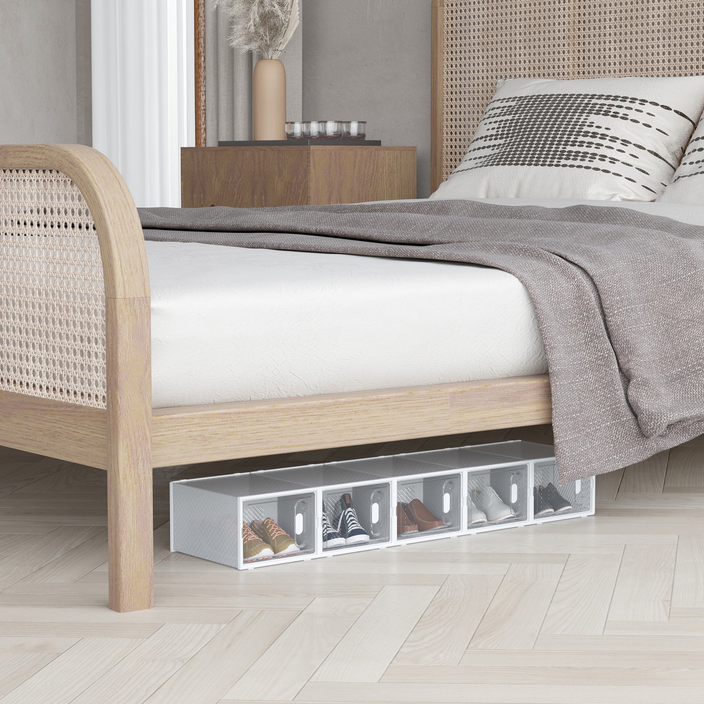 8PCS Stackable Clear Plastic Shoe Storage Box for UK/EU Size 12/46