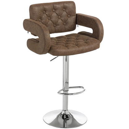 Adjustable Height Barstool Steel Pole PU Leather, Coffee
