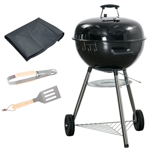 Portable Kettle Charcoal Grill BBQ Smoker w/ Cover, Lid, & Thermometer