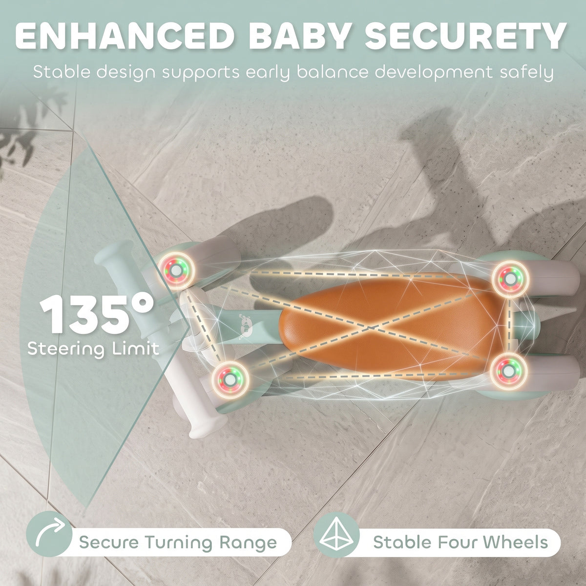 Baby Balance Bike for 1-2 Years Old, Light-up Toddler Balance Bike
