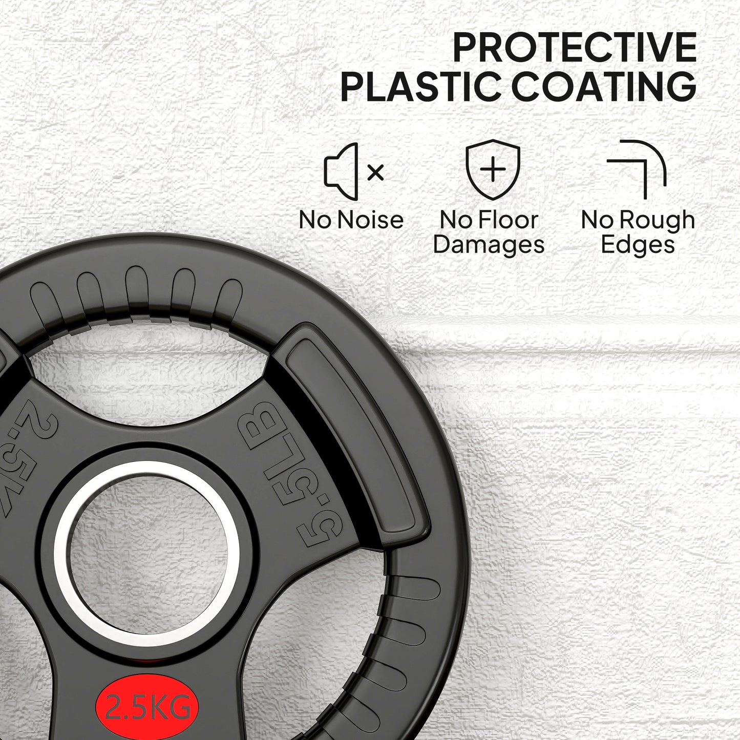 2 x 2.5kg Olympic Weight Plates, Weight Plate Discs with Tri-Grips