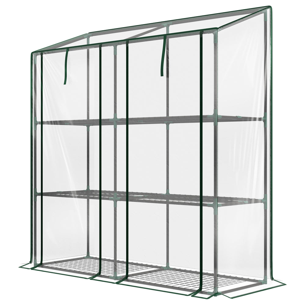 3 Tier 6 Wire Shelves Reinforced Mini Greenhouse, Clear