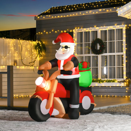 5.5ft Christmas Inflatable Santa Claus Riding a Motorcycle Blow Up Decoration Xmas D√É¬©cor for Garden