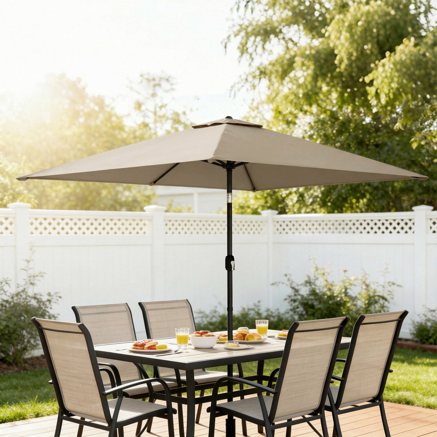 Garden Parasol, Outdoor Umbrella with Tilt Function, Khaki