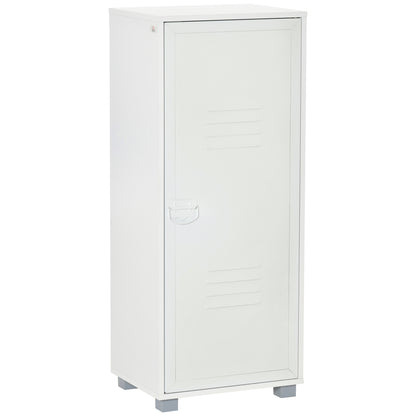 Modern 3-Tier Cabinet Storage Organiser with Louvred Metal Door White