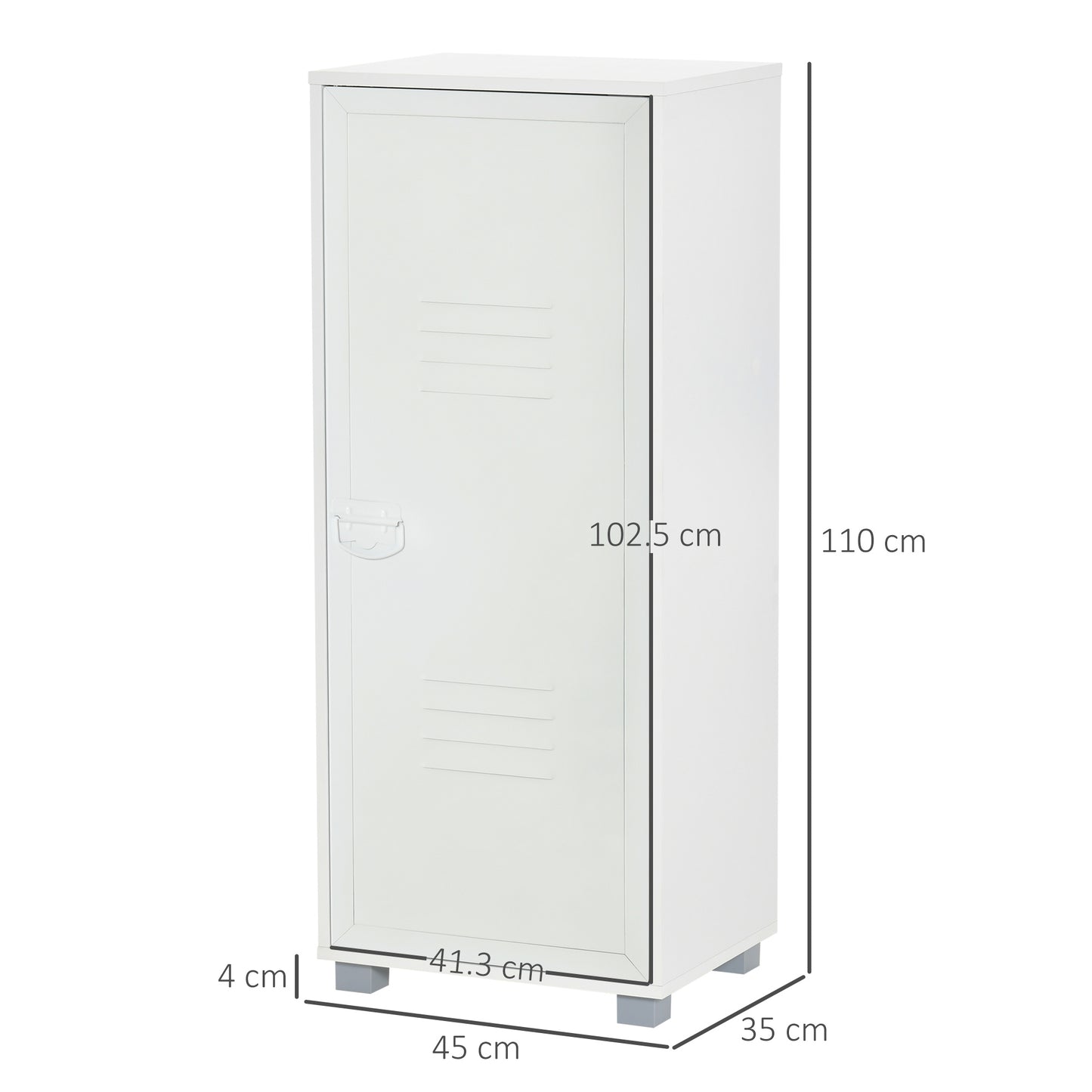 Modern 3-Tier Cabinet Storage Organiser with Louvred Metal Door White