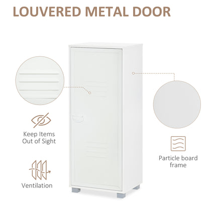 Modern 3-Tier Cabinet Storage Organiser with Louvred Metal Door White