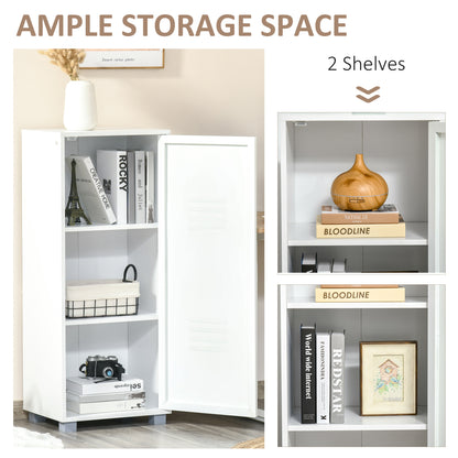 Modern 3-Tier Cabinet Storage Organiser with Louvred Metal Door White