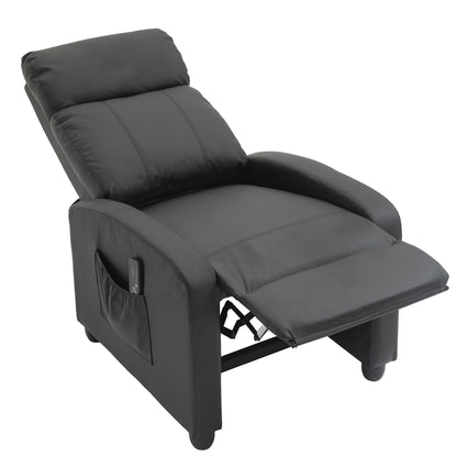 Recliner Sofa Chair PU Leather Massage Armcair w/ Remote Control, Black
