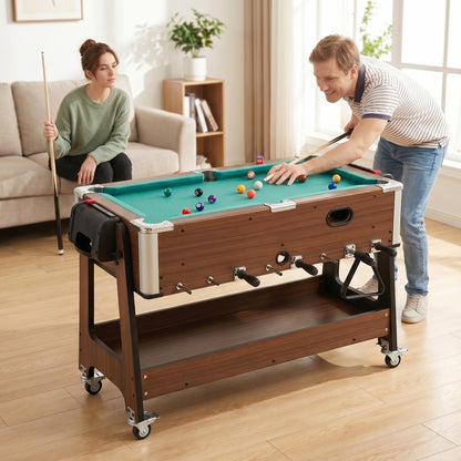3 in 1 Reversible Multi Game Table with Lockable Wheels and Shelf