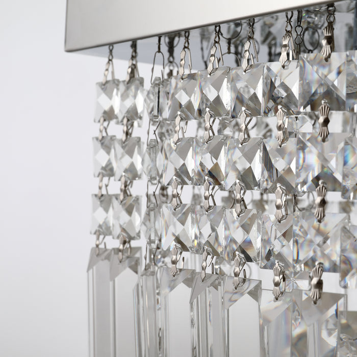 Modern Crystal Ceiling Square Crystal Chandelier for Living Room, Dining Room, Hall, E14 Base, Silver, 80 x 25 x 23cm