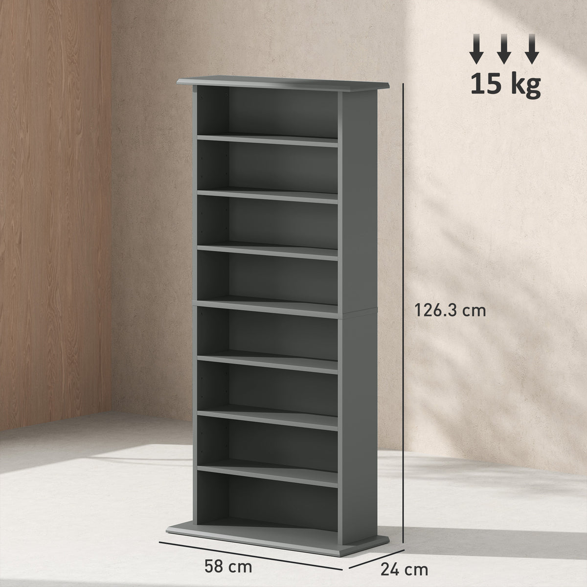 CD Storage Unit DVD Tower Blu-ray Storage Shelf for Living Room Grey