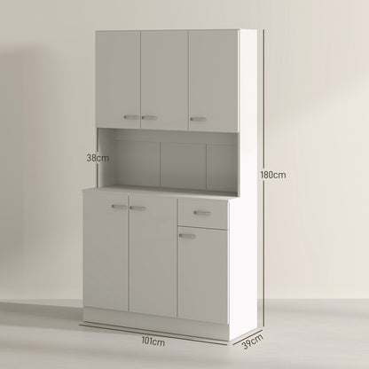 Freestanding Kitchen Cupboard, Storage Cabinet with Doors Cream White