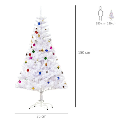 5ft Snow Artificial Christmas Tree w/ Metal Stand Decorations Home White