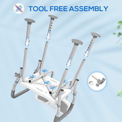 Padded Shower Stool with Arms and Back, 4 Suction Foot Pads, Grey