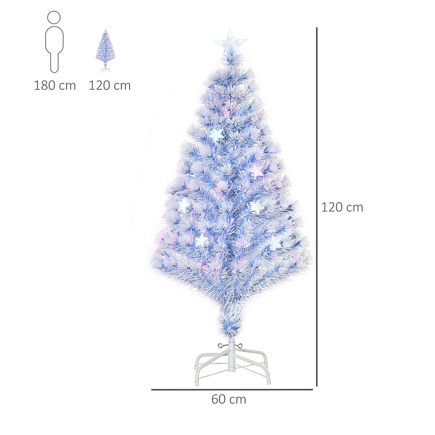 Artificial Fibre Optic Christmas Tree Seasonal Decoration w/ 16 LED