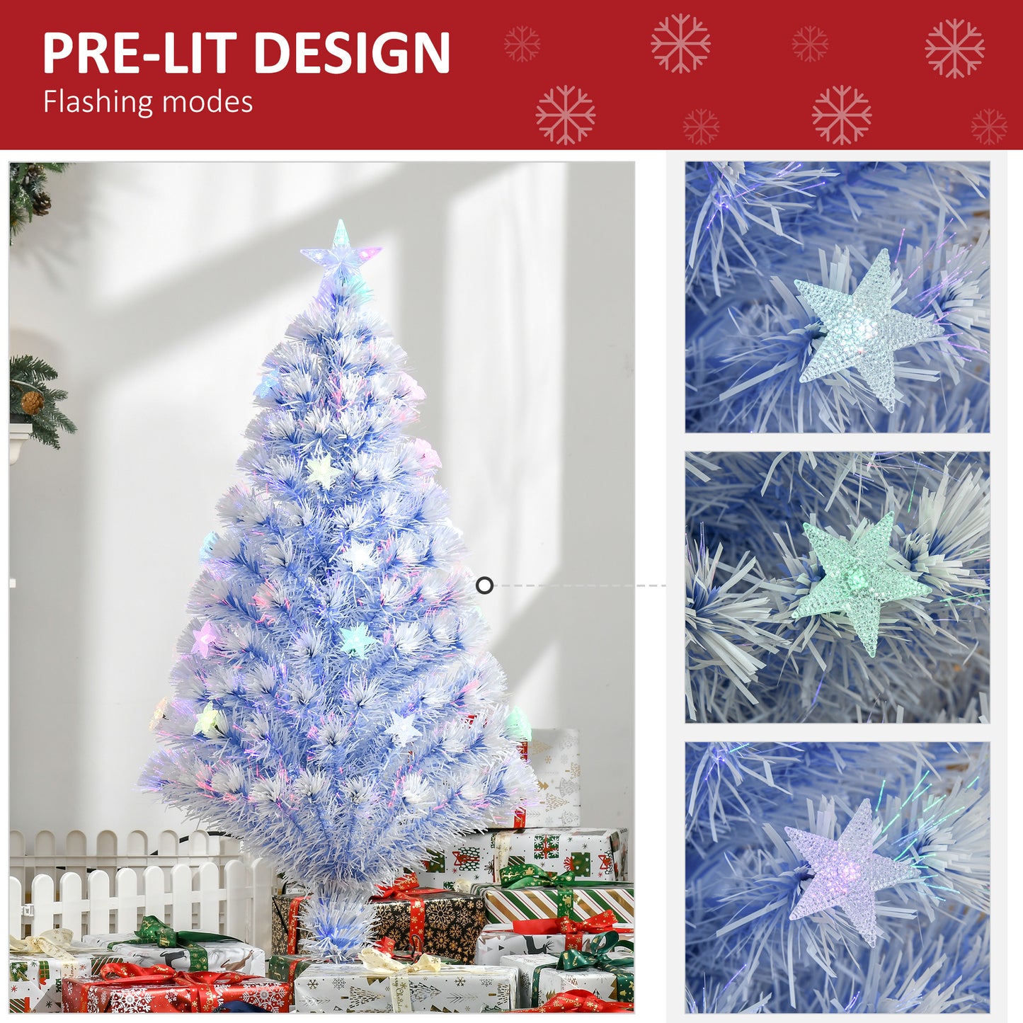 Artificial Fibre Optic Christmas Tree Seasonal Decoration w/ 16 LED