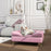 Dog Sofa Pet Couch w/ Removable Backrest Cushion Washable Cover - Pink