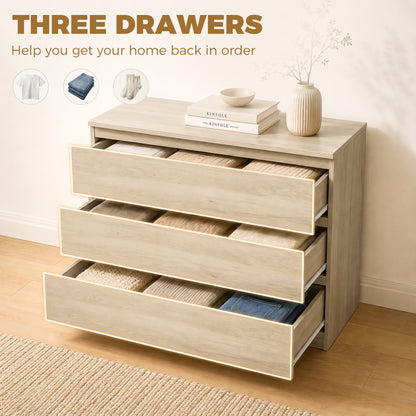 3-Drawer Storage Organiser Unit for Living Room, Oak