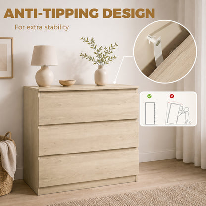 3-Drawer Storage Organiser Unit for Living Room, Oak