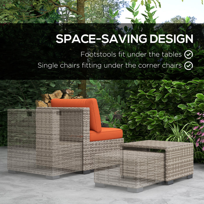 8 Piece Outdoor Patio Furniture Set, Rattan Sofa Set with Footstools and Coffee Tables