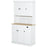 Modern Kitchen Cupboard, Kitchen Storage Cabinet with Microwave Oven Countertop, Drawer, White