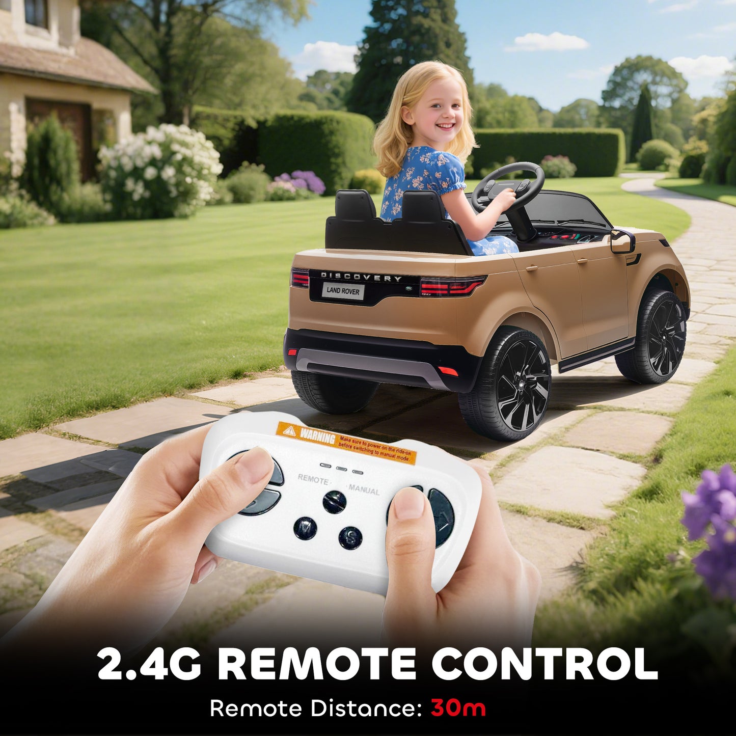 Land Rover Discovery Licensed 12V Kids Electric Car w/ Remote Khaki