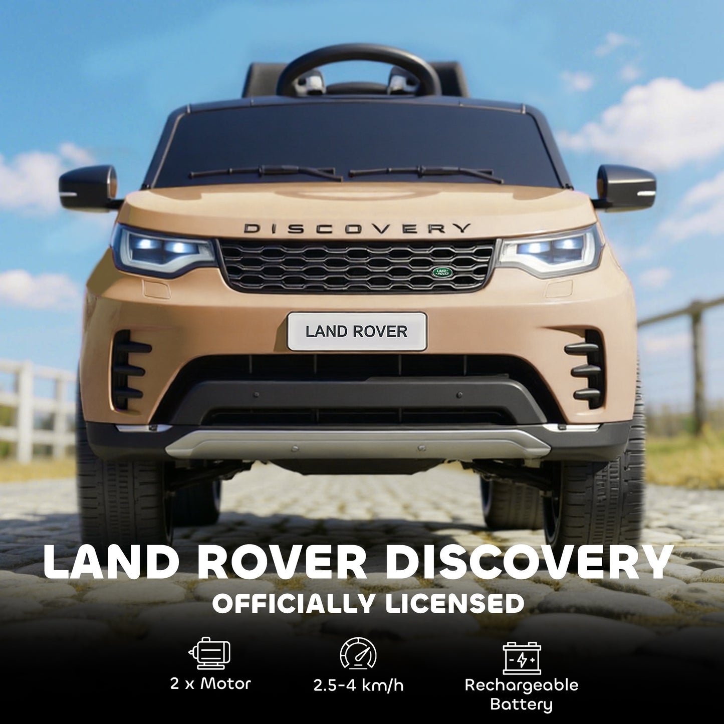 Land Rover Discovery Licensed 12V Kids Electric Car w/ Remote Khaki