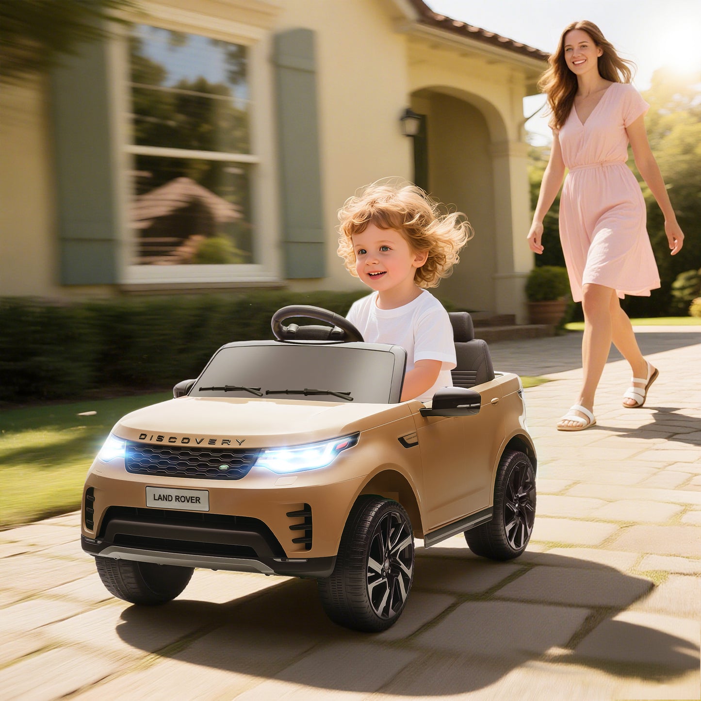 Land Rover Discovery Licensed 12V Kids Electric Car w/ Remote Khaki