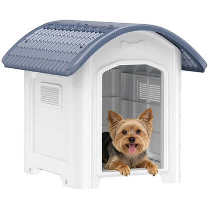 Plastic Outdoor Dog Kennel with Removable Floor, Waterproof Roof