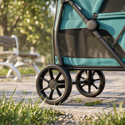 Dog Stroller, 3 Wheels Pet Stroller with Easy One-Click Quick Fold